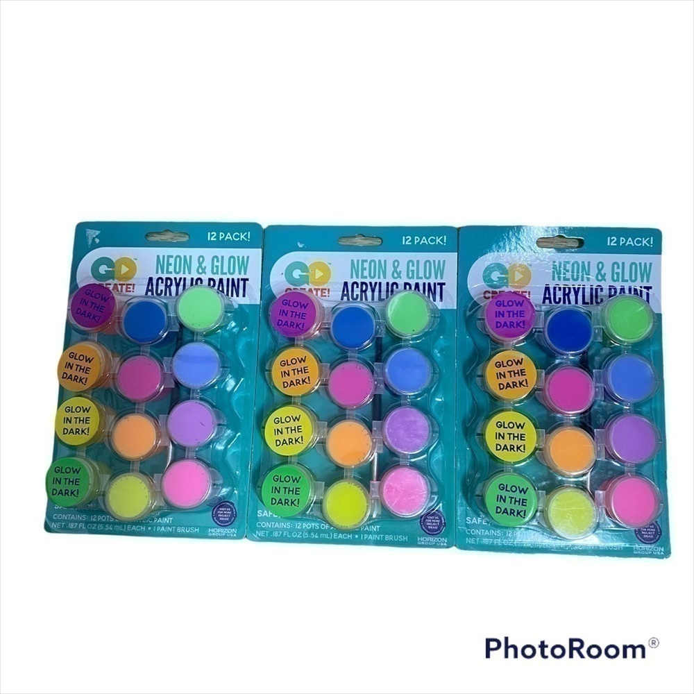 Neon & Glow Acrylic Paint 3 - 12 packs NEW Arts & Crafts Kids